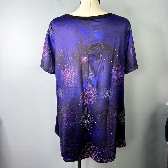 RoseGal Purple Pink Galaxy Butterfly Mandala Lace Up Swing Top Womens Plus Sz 4X - Picture 4 of 12